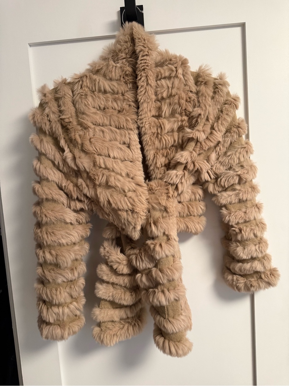 Hbrand Rabbit Fur Wrap Sweater Jacket - Picture 3 of 8